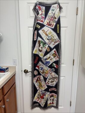 NWOT BRIGHTON SILK Fashion Magazine Print SCARF - Black & Multicolor